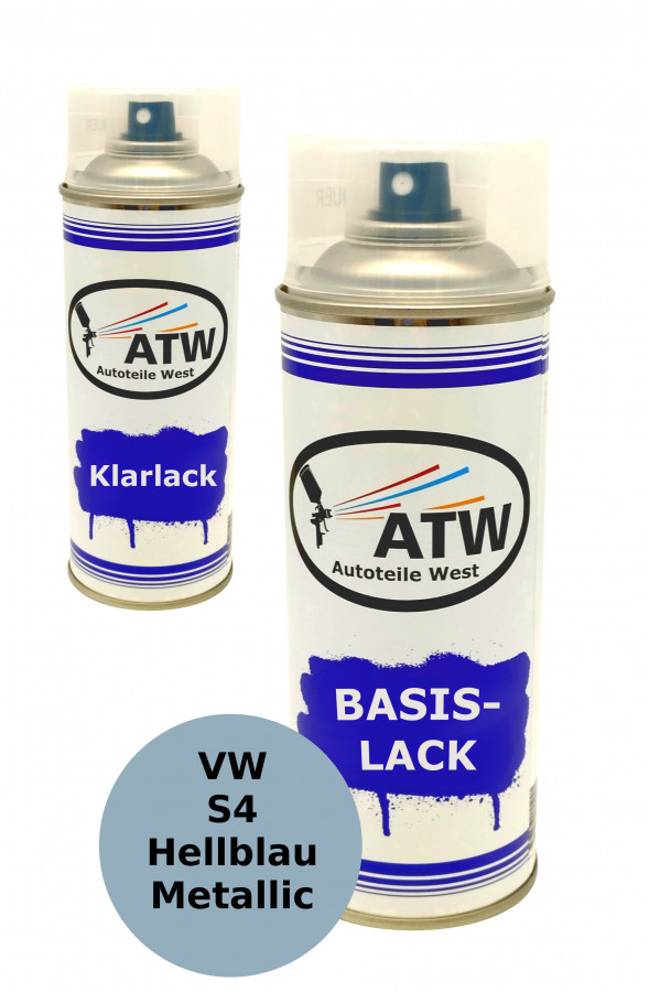 Autolack für VW S4 Hellblau Metallic+400ml Klarlack Set